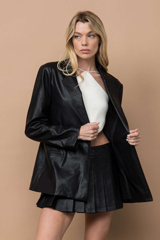 Pheobe Vegan Leather Blazer