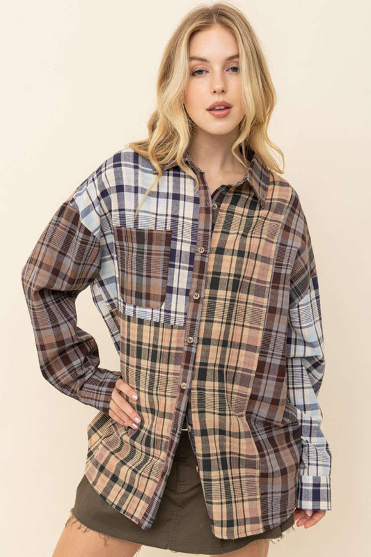 Janelle Plaid Patchwork Shirt